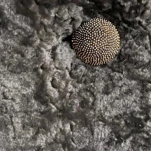 Vintage 1970s Union‑Made Black Fuzzy Peacoat – Double‑Breasted Textured Coat (Si - Picture 11 of 11